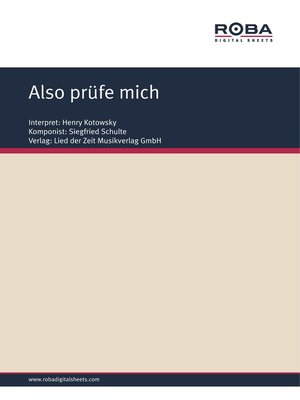 cover image of Also prüfe mich